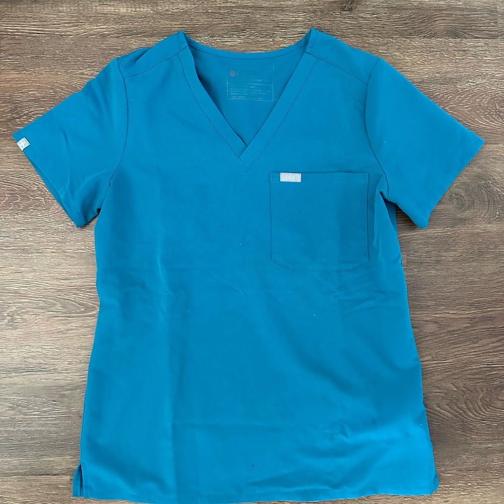Figs top in caribbean teal size xs